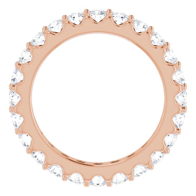 14K Gold Round Natural Diamond Shared-Prong Eternity Band – 2.5 mm Stones (1 3/8–1 1/2 CTW) .0 - Rose Gold - view 2