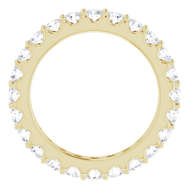 14K Gold Round Natural Diamond Shared-Prong Eternity Band – 2.5 mm Stones (1 3/8–1 1/2 CTW) .0 - Yellow Gold - view 2