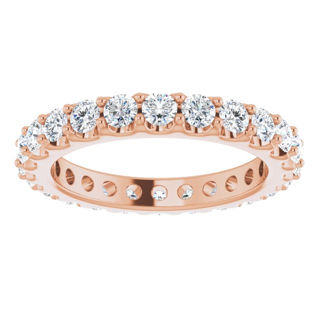 14K Gold Round Natural Diamond Shared-Prong Eternity Band – 2.5 mm Stones (1 3/8–1 1/2 CTW) .0 - Rose Gold - view 3