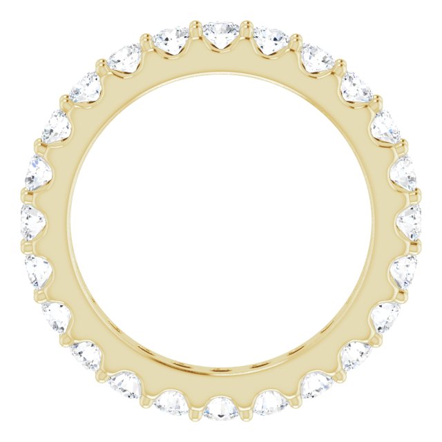 14K Gold Round Natural Diamond Shared-Prong Eternity Band – 2.5 mm Stones (1 3/8–1 1/2 CTW) .0 - Yellow Gold - view 2