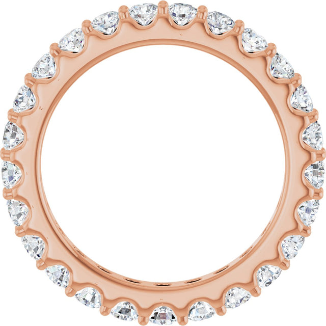 14K Gold Round Natural Diamond Shared-Prong Eternity Band – 2.5 mm Stones (1 3/8–1 1/2 CTW) .0 - Rose Gold - view 2