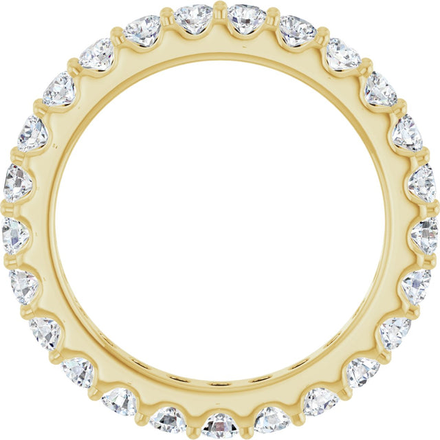 14K Gold Round Natural Diamond Shared-Prong Eternity Band – 2.5 mm Stones (1 3/8–1 1/2 CTW) .0 - Yellow Gold - view 2