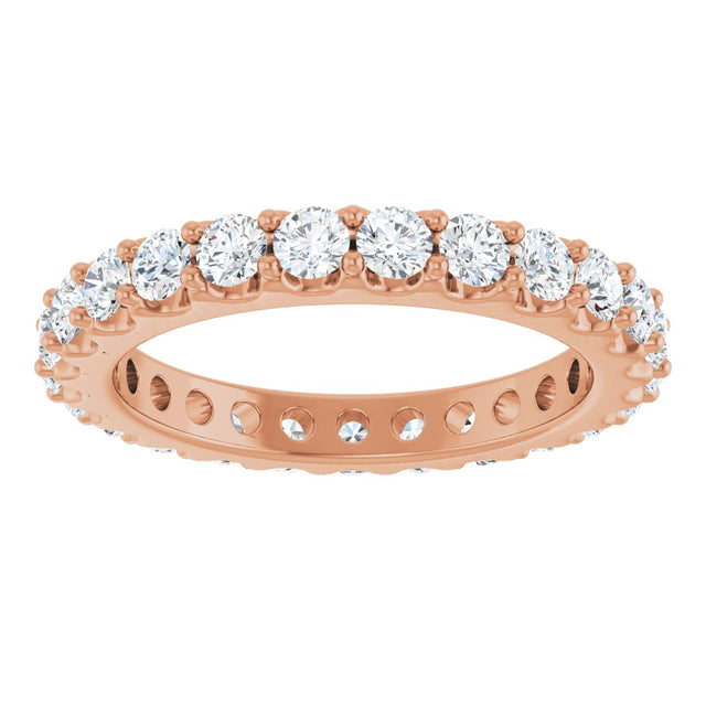 14K Gold Round Lab-Grown Diamond Shared-Prong Eternity Band – 2.5 mm Stones (1 3/8–1 1/2 CTW) .0 - Rose Gold - view 3