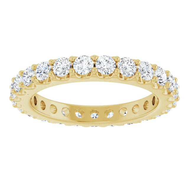 14K Gold Round Lab-Grown Diamond Shared-Prong Eternity Band – 2.5 mm Stones (1 3/8–1 1/2 CTW) .0 - Yellow Gold - view 3