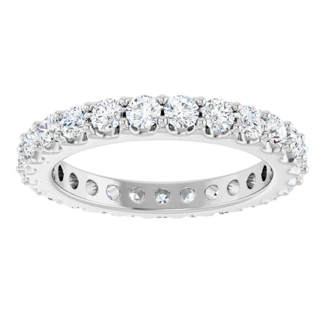 14K Gold Round Lab-Grown Diamond Shared-Prong Eternity Band – 2.5 mm Stones (1 3/8–1 1/2 CTW) .0 - White Gold - view 3