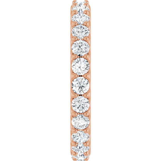 14K Gold Round Natural Diamond Shared-Prong Eternity Band – 2.5 mm Stones (1 3/8–1 1/2 CTW) .0 - Rose Gold - view 4