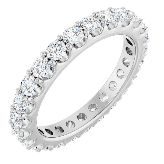 14K Gold Round Natural Diamond Shared-Prong Eternity Band – 2.5 mm Stones (1 3/8–1 1/2 CTW) .0 - White Gold