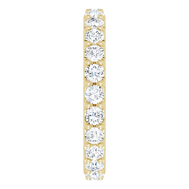 14K Gold Round Natural Diamond Shared-Prong Eternity Band – 2.5 mm Stones (1 3/8–1 1/2 CTW) .0 - Yellow Gold - view 4
