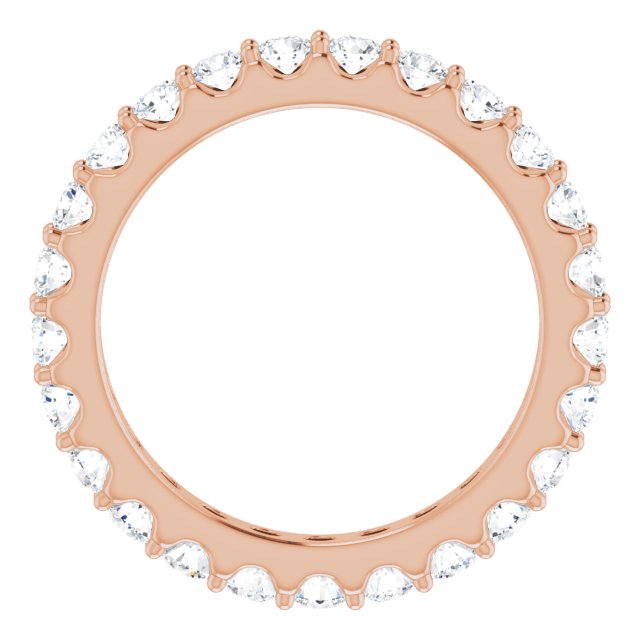 14K Gold Round Natural Diamond Shared-Prong Eternity Band – 2.5 mm Stones (1 3/8–1 1/2 CTW) .0 - Rose Gold - view 2