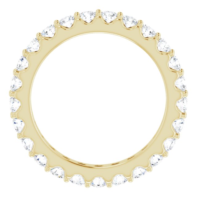 14K Gold Round Natural Diamond Shared-Prong Eternity Band – 2.5 mm Stones (1 3/8–1 1/2 CTW) .0 - Yellow Gold - view 2