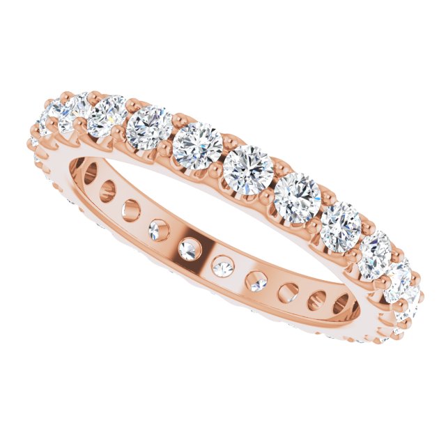 14K Gold Round Natural Diamond Shared-Prong Eternity Band – 2.5 mm Stones (1 3/8–1 1/2 CTW) .0 - Rose Gold - view 5