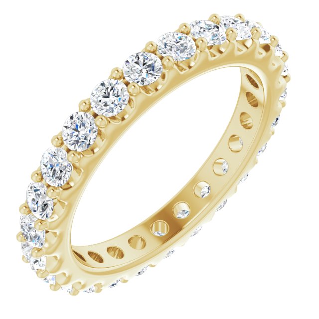 14K Gold Round Natural Diamond Shared-Prong Eternity Band – 2.5 mm Stones (1 3/8–1 1/2 CTW) .0 - Yellow Gold