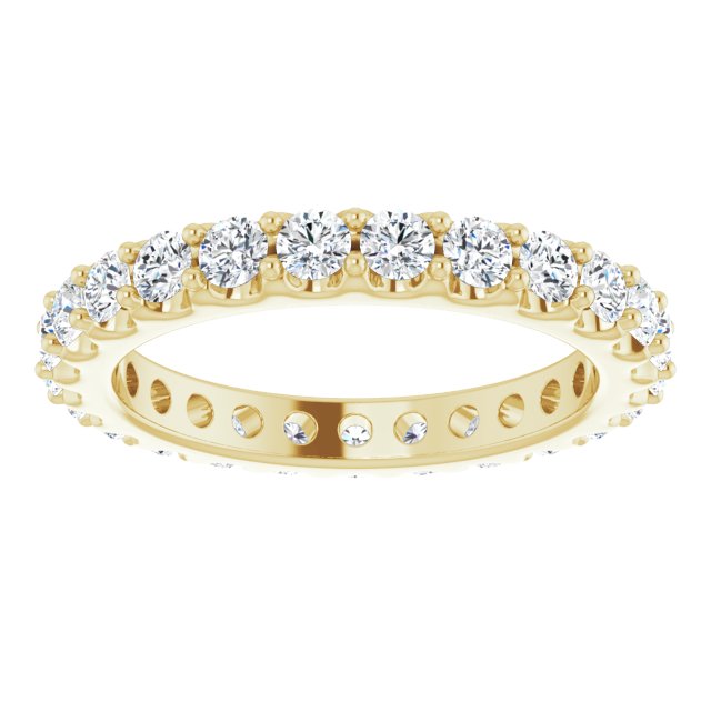 14K Gold Round Natural Diamond Shared-Prong Eternity Band – 2.5 mm Stones (1 3/8–1 1/2 CTW) .0 - Yellow Gold - view 3