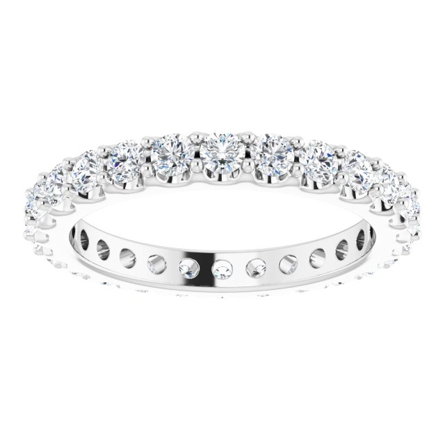14K Gold Round Natural Diamond Shared-Prong Eternity Band – 2.5 mm Stones (1 3/8–1 1/2 CTW) .0 - White Gold - view 3