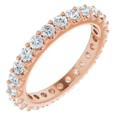 14K Gold Round Natural Diamond Shared-Prong Eternity Band – 2.5 mm Stones (1 3/8–1 1/2 CTW) .0 - Rose Gold