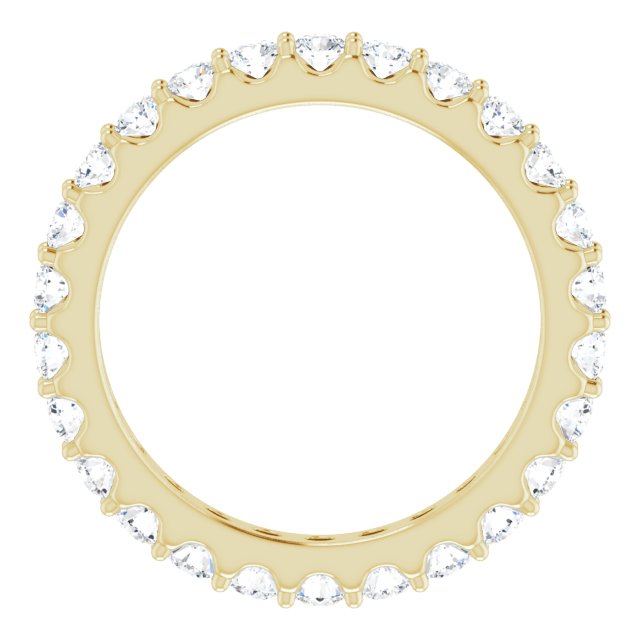 14K Gold Round Natural Diamond Shared-Prong Eternity Band – 2.5 mm Stones (1 3/8–1 1/2 CTW) .0 - Yellow Gold - view 2