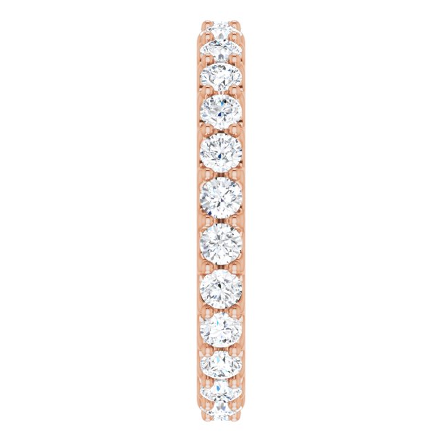 14K Gold Round Natural Diamond Shared-Prong Eternity Band – 2.5 mm Stones (1 3/8–1 1/2 CTW) .0 - Rose Gold - view 4
