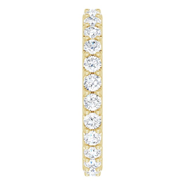 14K Gold Round Natural Diamond Shared-Prong Eternity Band – 2.5 mm Stones (1 3/8–1 1/2 CTW) .0 - Yellow Gold - view 4
