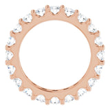 14K Gold Round Natural Diamond Shared-Prong Eternity Band – 3 mm Stones (1 3/4–2 CTW) - Rose Gold - view 2