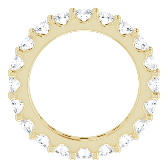 14K Gold Round Natural Diamond Shared-Prong Eternity Band – 3 mm Stones (1 3/4–2 CTW) - Yellow Gold - view 2