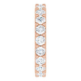 14K Gold Round Natural Diamond Shared-Prong Eternity Band – 3 mm Stones (1 3/4–2 CTW) - Rose Gold - view 4
