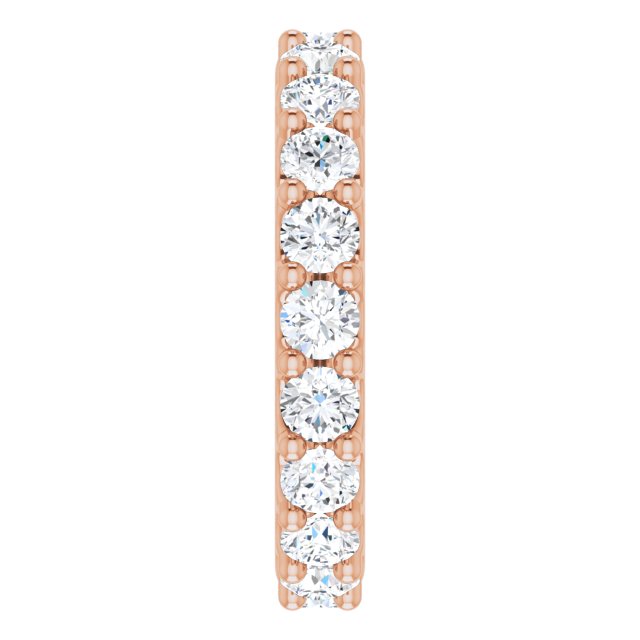 14K Gold Round Natural Diamond Shared-Prong Eternity Band – 3 mm Stones (1 3/4–2 CTW) - Rose Gold - view 4