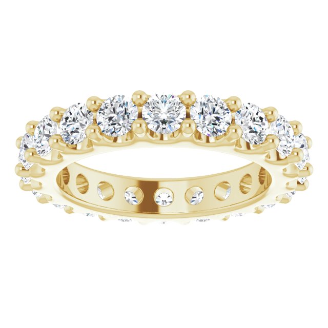 14K Gold Round Natural Diamond Shared-Prong Eternity Band – 3 mm Stones (1 3/4–2 CTW) - Yellow Gold - view 3