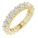 14K Gold Round Natural Diamond Shared-Prong Eternity Band – 3 mm Stones (1 3/4–2 CTW) - Yellow Gold