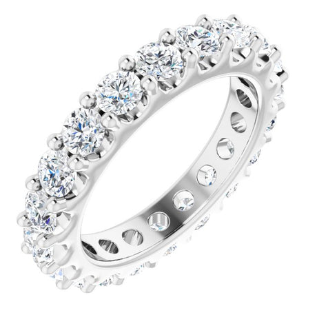 Platinum Round Natural Diamond Shared-Prong Eternity Band – 3 mm Stones (1 3/4–2 CTW)