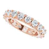 14K Gold Round Natural Diamond Shared-Prong Eternity Band – 3 mm Stones (1 3/4–2 CTW) - Rose Gold - view 5