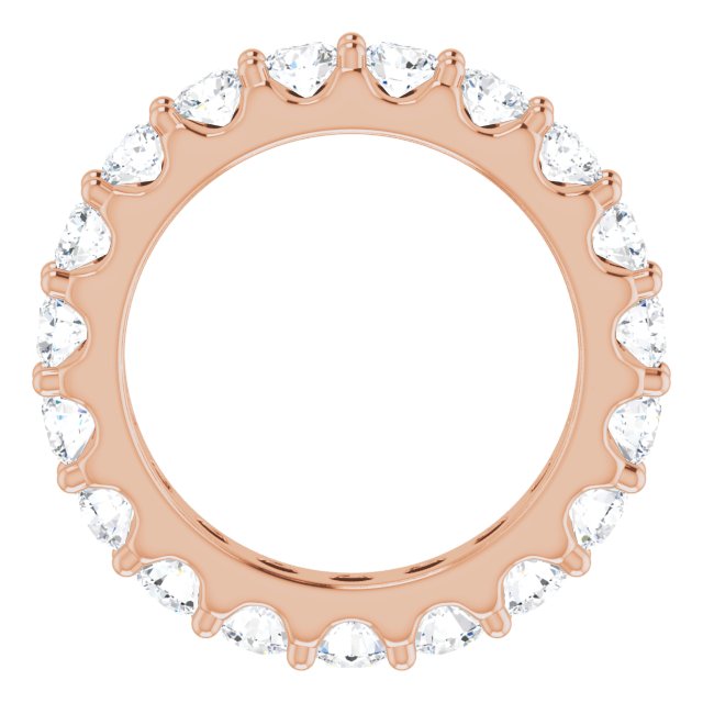 14K Gold Round Natural Diamond Shared-Prong Eternity Band – 3 mm Stones (1 3/4–2 CTW) - Rose Gold - view 2