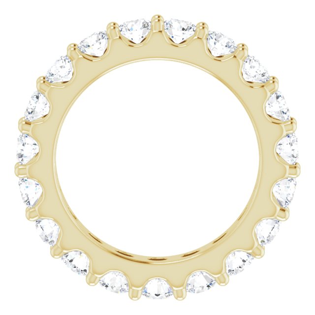 14K Gold Round Natural Diamond Shared-Prong Eternity Band – 3 mm Stones (1 3/4–2 CTW) - Yellow Gold - view 2