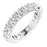 Platinum Round Natural Diamond Shared-Prong Eternity Band – 3 mm Stones (1 3/4–2 CTW)