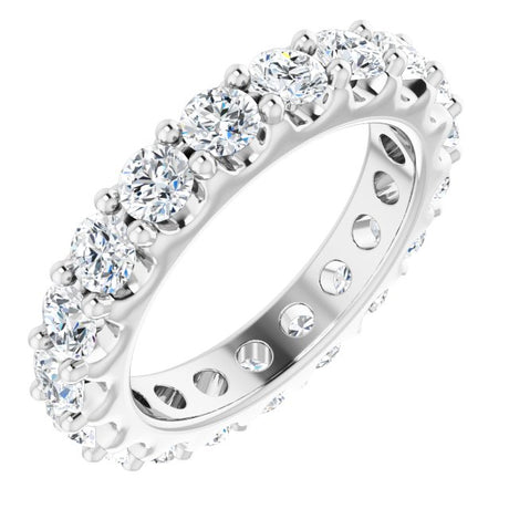 Platinum Round Natural Diamond Shared-Prong Eternity Band – 3 mm Stones (1 3/4–2 CTW)