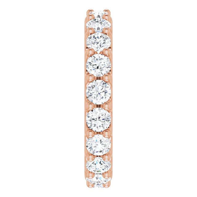 14K Gold Round Natural Diamond Shared-Prong Eternity Band – 3 mm Stones (1 3/4–2 CTW) - Rose Gold - view 4