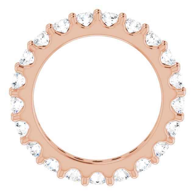 14K Gold Round Natural Diamond Shared-Prong Eternity Band – 3 mm Stones (1 3/4–2 CTW) - Rose Gold - view 2