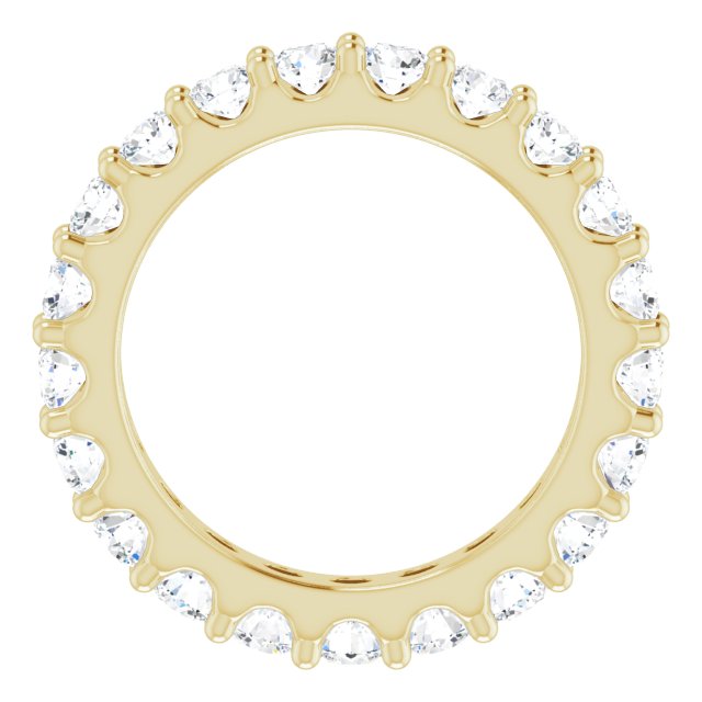 14K Gold Round Natural Diamond Shared-Prong Eternity Band – 3 mm Stones (1 3/4–2 CTW) - Yellow Gold - view 2