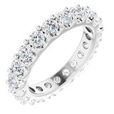 Platinum Round Natural Diamond Shared-Prong Eternity Band – 3 mm Stones (1 3/4–2 CTW)