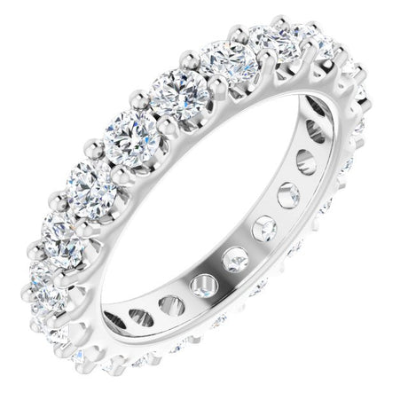 Platinum Round Natural Diamond Shared-Prong Eternity Band – 3 mm Stones (1 3/4–2 CTW)