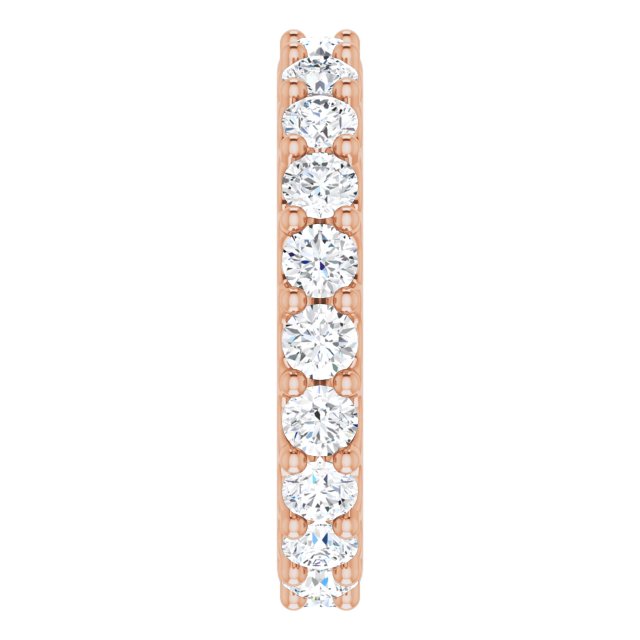 14K Gold Round Natural Diamond Shared-Prong Eternity Band – 3 mm Stones (1 3/4–2 CTW) - Rose Gold - view 4