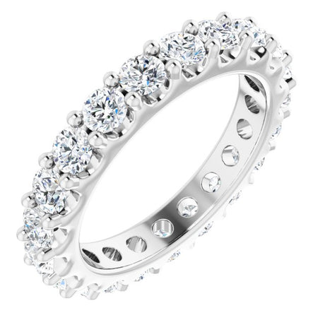 Platinum Round Natural Diamond Shared-Prong Eternity Band – 3 mm Stones (1 3/4–2 CTW)