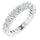 14K Gold Round Natural Diamond Shared-Prong Eternity Band – 3 mm Stones (1 3/4–2 CTW) - White Gold