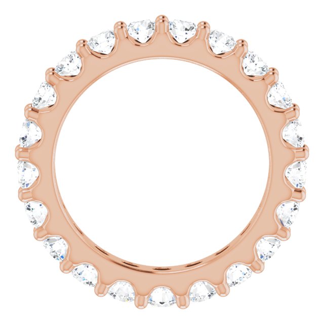 14K Gold Round Natural Diamond Shared-Prong Eternity Band – 3 mm Stones (1 3/4–2 CTW) - Rose Gold - view 2