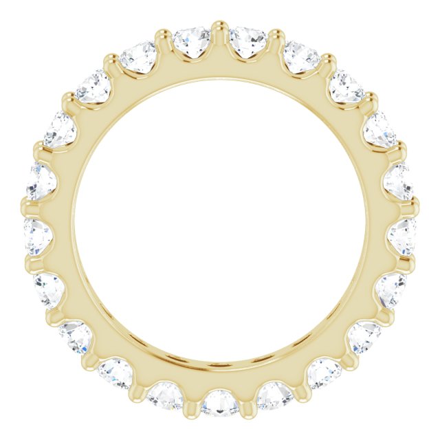14K Gold Round Natural Diamond Shared-Prong Eternity Band – 3 mm Stones (1 3/4–2 CTW) - Yellow Gold - view 2