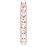 14K Gold Round Natural Diamond Shared-Prong Eternity Band – 3 mm Stones (1 3/4–2 CTW) - Rose Gold - view 4