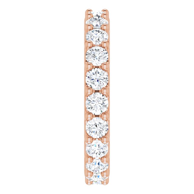 14K Gold Round Natural Diamond Shared-Prong Eternity Band – 3 mm Stones (1 3/4–2 CTW) - Rose Gold - view 4