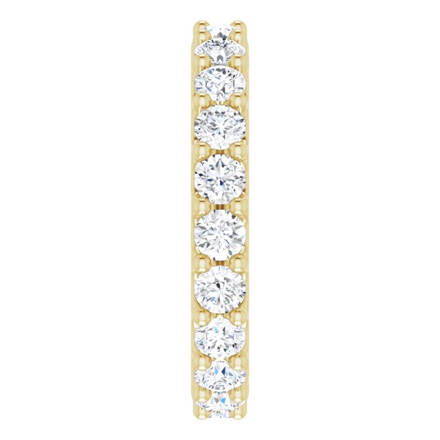 14K Gold Round Natural Diamond Shared-Prong Eternity Band – 3 mm Stones (1 3/4–2 CTW) - Yellow Gold - view 4