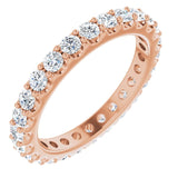 14K Gold Round Natural Diamond Shared-Prong Eternity Band – 2.5 mm Stones (1 3/8–1 1/2 CTW) .0 - Rose Gold