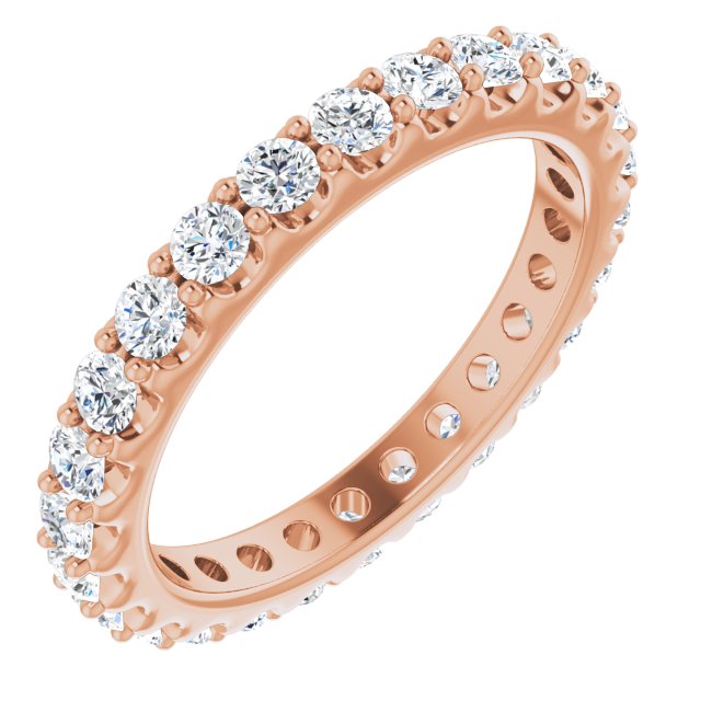 14K Gold Round Natural Diamond Shared-Prong Eternity Band – 2.5 mm Stones (1 3/8–1 1/2 CTW) .0 - Rose Gold