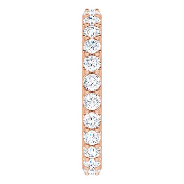 14K Gold Round Natural Diamond Shared-Prong Eternity Band – 2.5 mm Stones (1 3/8–1 1/2 CTW) .0 - Rose Gold - view 4